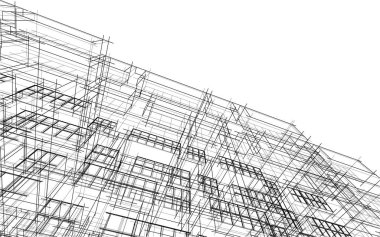 Gelecekçi şehir gökdelenleri arka plan, vektör illüstrasyonu