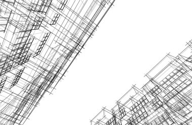 Gelecekçi şehir gökdelenleri arka plan, vektör illüstrasyonu