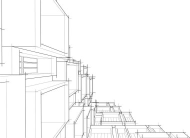 Gelecekçi şehir gökdelenleri arka plan, vektör illüstrasyonu