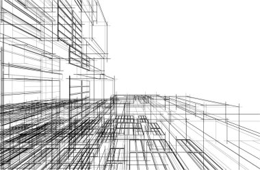 Gelecekçi şehir gökdelenleri arka plan, vektör illüstrasyonu