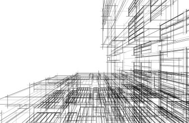 Gelecekçi şehir gökdelenleri arka plan, vektör illüstrasyonu