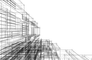 Gelecekçi şehir gökdelenleri arka plan, vektör illüstrasyonu