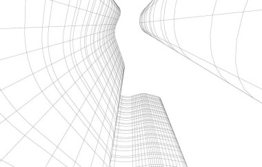 Gelecekçi şehir gökdelenleri arka plan, vektör illüstrasyonu