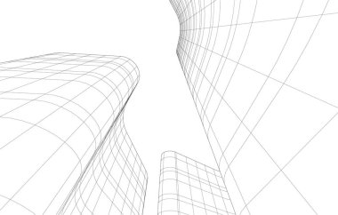 Gelecekçi şehir gökdelenleri arka plan, vektör illüstrasyonu