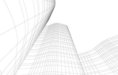 Gelecekçi şehir gökdelenleri arka plan, vektör illüstrasyonu