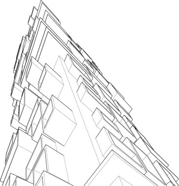 Gelecekçi şehir gökdelenleri arka plan, vektör illüstrasyonu