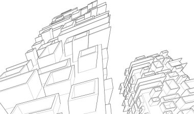 Gelecekçi şehir gökdelenleri arka plan, vektör illüstrasyonu