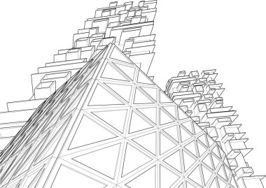 Gelecekçi şehir gökdelenleri arka plan, vektör illüstrasyonu