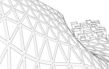 Gelecekçi şehir gökdelenleri arka plan, vektör illüstrasyonu