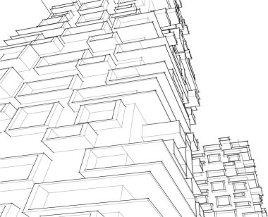 Gelecekçi şehir gökdelenleri arka plan, vektör illüstrasyonu