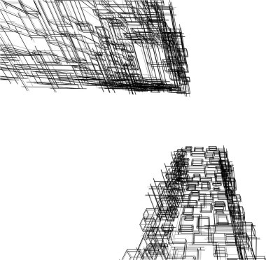 Gelecekçi şehir gökdelenleri arka plan, vektör illüstrasyonu