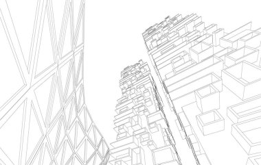 Gelecekçi şehir gökdelenleri arka plan, vektör illüstrasyonu