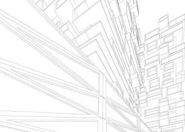 Gelecekçi şehir gökdelenleri arka plan, vektör illüstrasyonu