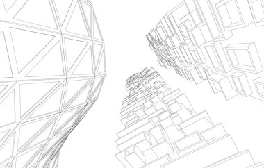 Gelecekçi şehir gökdelenleri arka plan, vektör illüstrasyonu