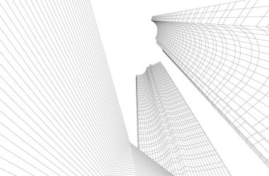 Gelecekçi şehir gökdelenleri arka plan, vektör illüstrasyonu