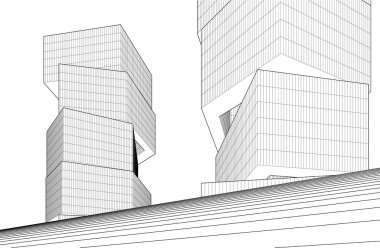 Gelecekçi şehir gökdelenleri arka plan, vektör illüstrasyonu