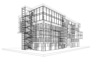 ev mimarisi çizimi 3 d illüstrasyon 