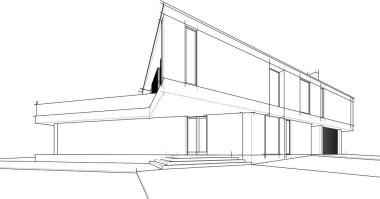 Havuz vektörü illüstrasyonlu modern ev  