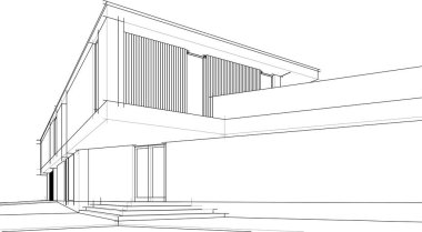 Havuz vektörü illüstrasyonlu modern ev  