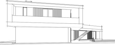 Havuz vektörü illüstrasyonlu modern ev  