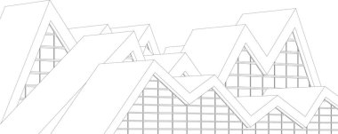 Soyut fütüristik arka plan, bir iş için modern grafik tasarımı, duvar kağıdı gökdelenleri tasarımı, dijital vektör illüstrasyonu. soyut mimari duvar kağıdı