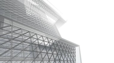 soyut alışveriş merkezi mimari çizimi 3d illüstrasyon