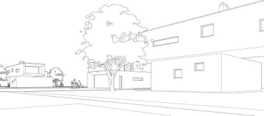 sokak tasarımı, 3D illüstrasyon, tel çerçeve el 