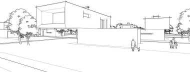 sokak tasarımı, 3D illüstrasyon, tel çerçeve el 