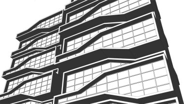 Soyut fütüristik arka plan, bir iş için modern grafik tasarımı, duvar kağıdı gökdelenleri tasarımı, dijital vektör illüstrasyonu. soyut mimari duvar kağıdı