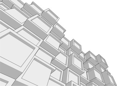 Gelecekçi şehir gökdelenleri arka plan, vektör illüstrasyonu