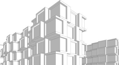 Gelecekçi şehir gökdelenleri arka plan, vektör illüstrasyonu