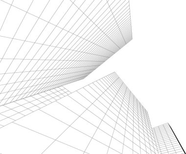 Gelecekçi şehir gökdelenleri arka plan, vektör illüstrasyonu