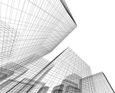 Gelecekçi şehir gökdelenleri arka plan, vektör illüstrasyonu