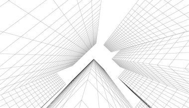 Gelecekçi şehir gökdelenleri arka plan, vektör illüstrasyonu