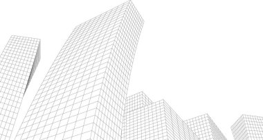 Gelecekçi şehir gökdelenleri arka plan, vektör illüstrasyonu