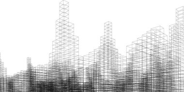 Gelecekçi şehir gökdelenleri arka plan, vektör illüstrasyonu