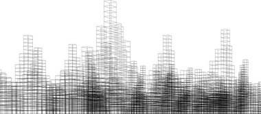 Gelecekçi şehir gökdelenleri arka plan, vektör illüstrasyonu