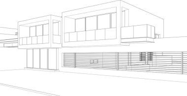 Mimari çizim evinin 3d çizimi, vektör