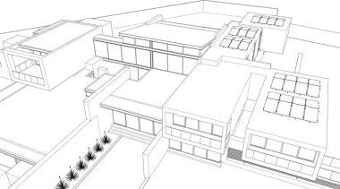 Mimari çizim evinin 3d çizimi, vektör