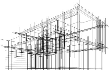Ev yapımı mimari çizim vektörü illüstrasyonu