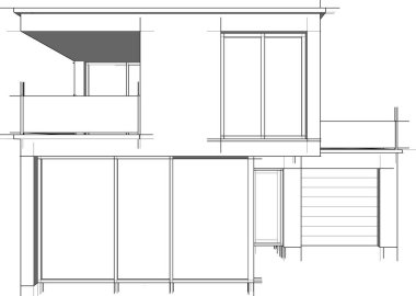 Ev yapımı mimari çizim vektörü illüstrasyonu