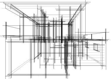 Ev yapımı mimari çizim vektörü illüstrasyonu