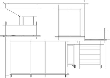 Ev yapımı mimari çizim vektörü illüstrasyonu