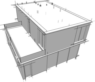 Ev yapımı mimari çizim vektörü illüstrasyonu