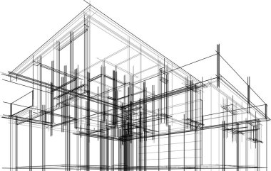 Ev yapımı mimari çizim vektörü illüstrasyonu