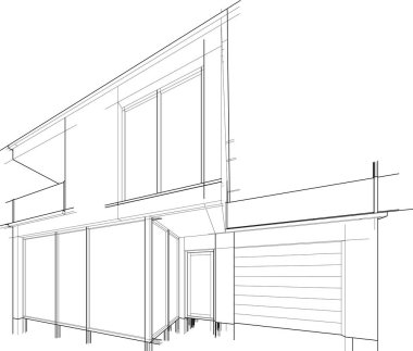 Ev yapımı mimari çizim vektörü illüstrasyonu