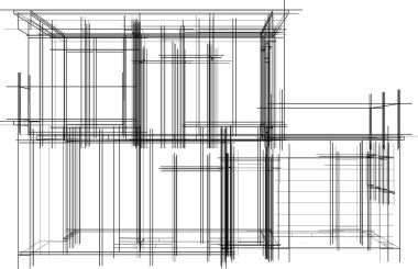 Ev yapımı mimari çizim vektörü illüstrasyonu