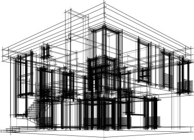 Ev yapımı mimari çizim vektörü illüstrasyonu