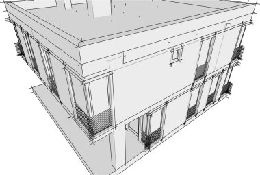 Ev yapımı mimari çizim vektörü illüstrasyonu
