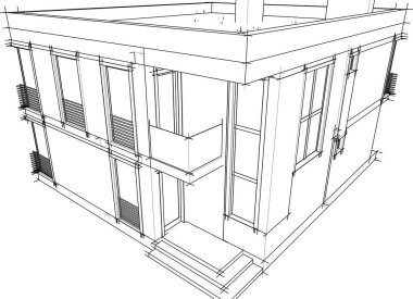 Ev yapımı mimari çizim vektörü illüstrasyonu